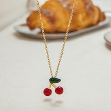 Load image into Gallery viewer, Stainless steel red cherry pendant necklace