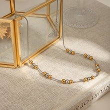 Load image into Gallery viewer, Stainless steel gold bead color-matched necklace