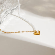Load image into Gallery viewer, Stainless steel chain, pearl chain, heart-shaped pendant necklace