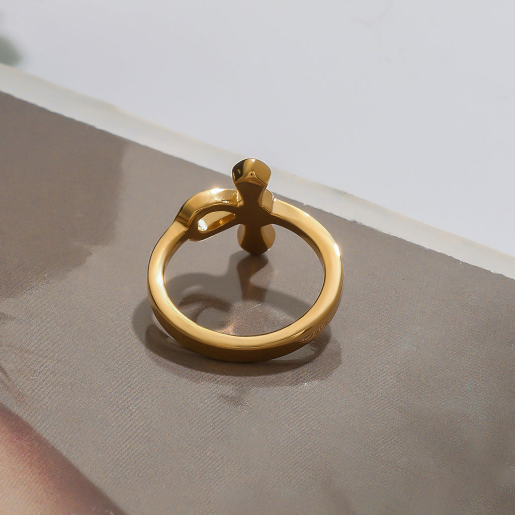 Stainless steel cross snake ring