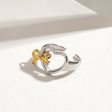 Load image into Gallery viewer, Stainless steel color-blocking hollowed-out heart-shaped bow opening ring