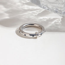 Load image into Gallery viewer, Stainless steel black rhinestone plain ring