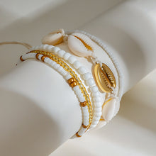 Load image into Gallery viewer, Stainless steel rice bead shell wax rope woven foot chain set