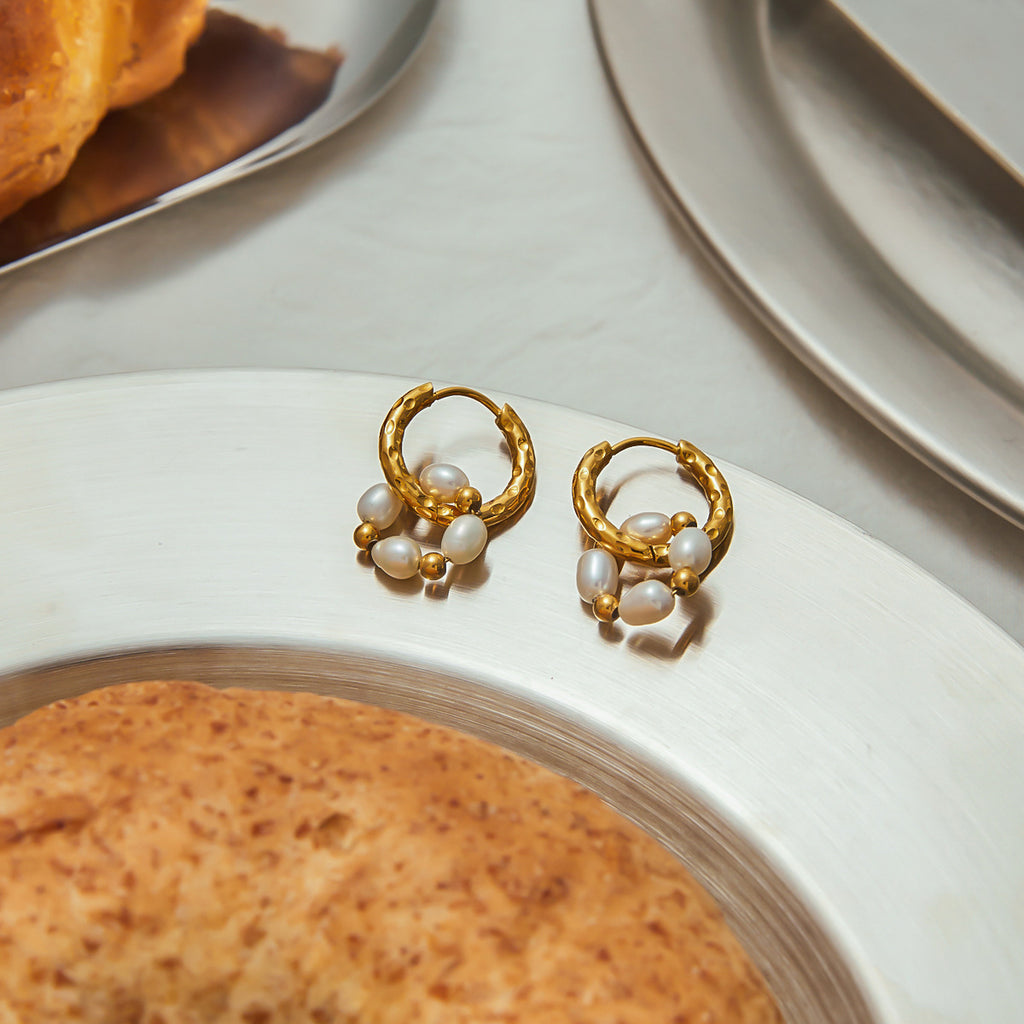 Stainless steel pearl earrings and ear rings