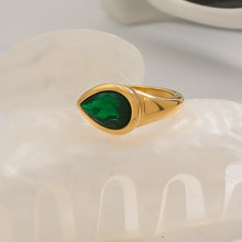 Load image into Gallery viewer, Stainless steel green zircon serpentine ring