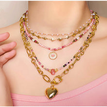 Load image into Gallery viewer, Pink natural stone handcrafted beaded necklace