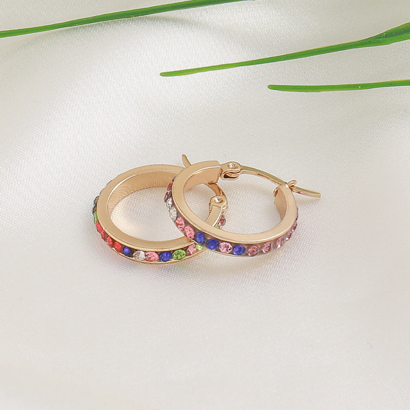 18K real gold electroplated stainless steel earrings with zirconium ear buckles