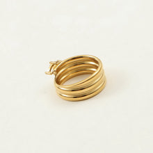 Load image into Gallery viewer, 18K gold stainless steel spiral arc surface three-ring zirconium-set ring