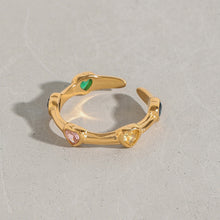 Load image into Gallery viewer, Heart-shaped zircon stainless steel ring