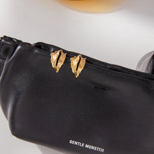 Load image into Gallery viewer, Golden stainless steel wavy hollow C-shaped ring earrings