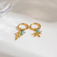 Load image into Gallery viewer, Crushed stone starfish conch pearl pendant earrings