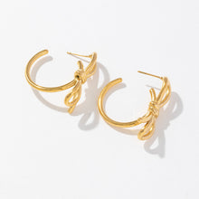 Load image into Gallery viewer, Stainless steel gold-plated C-shaped bow earrings