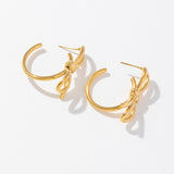 Stainless steel gold-plated C-shaped bow earrings