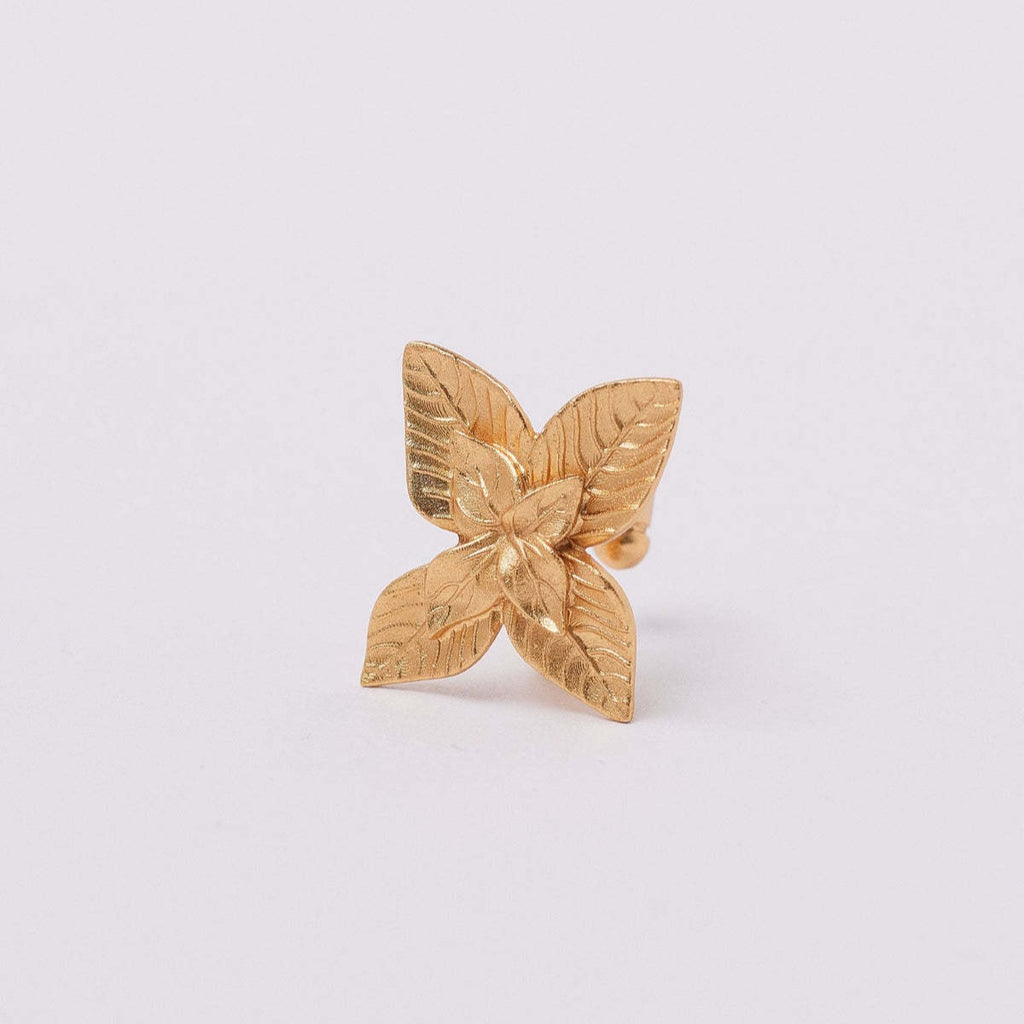 Golden copper flower ear clips