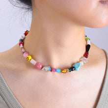 Load image into Gallery viewer, Rainbow glass handcrafted beaded necklace