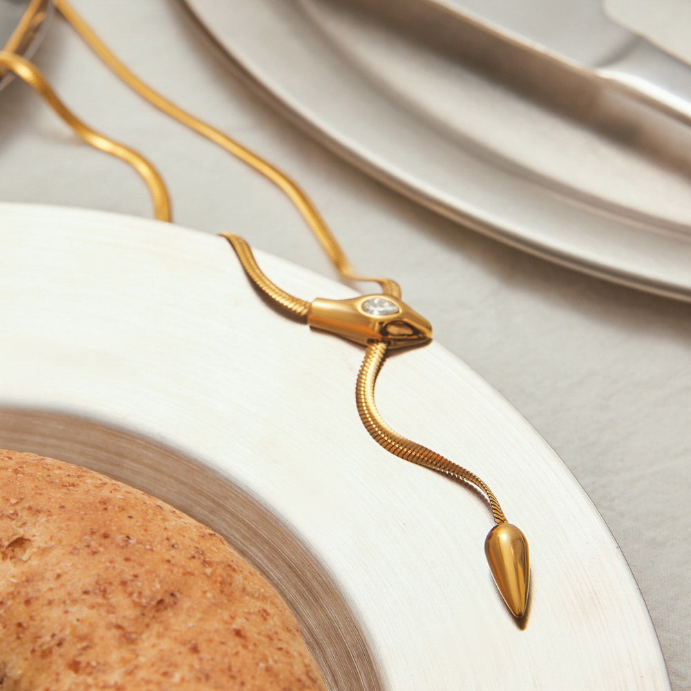 18K gold stainless steel with zirconium snake Y-shaped chain