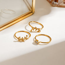 Load image into Gallery viewer, A three-piece set of stainless steel diamond rings stacked together