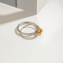 Load image into Gallery viewer, A stainless steel gold and silver color-matched double-ring ring