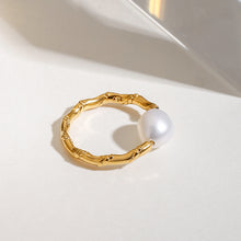 Load image into Gallery viewer, Stainless steel pearl twisted knot open ring