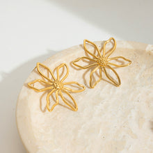 Load image into Gallery viewer, Stainless steel electroplated 18K flower earrings