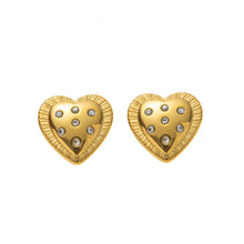 Load image into Gallery viewer, 18K stainless steel heart-shaped earrings set with zircon