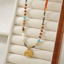 Load image into Gallery viewer, Red agate, natural freshwater pearl, hand-beaded necklace