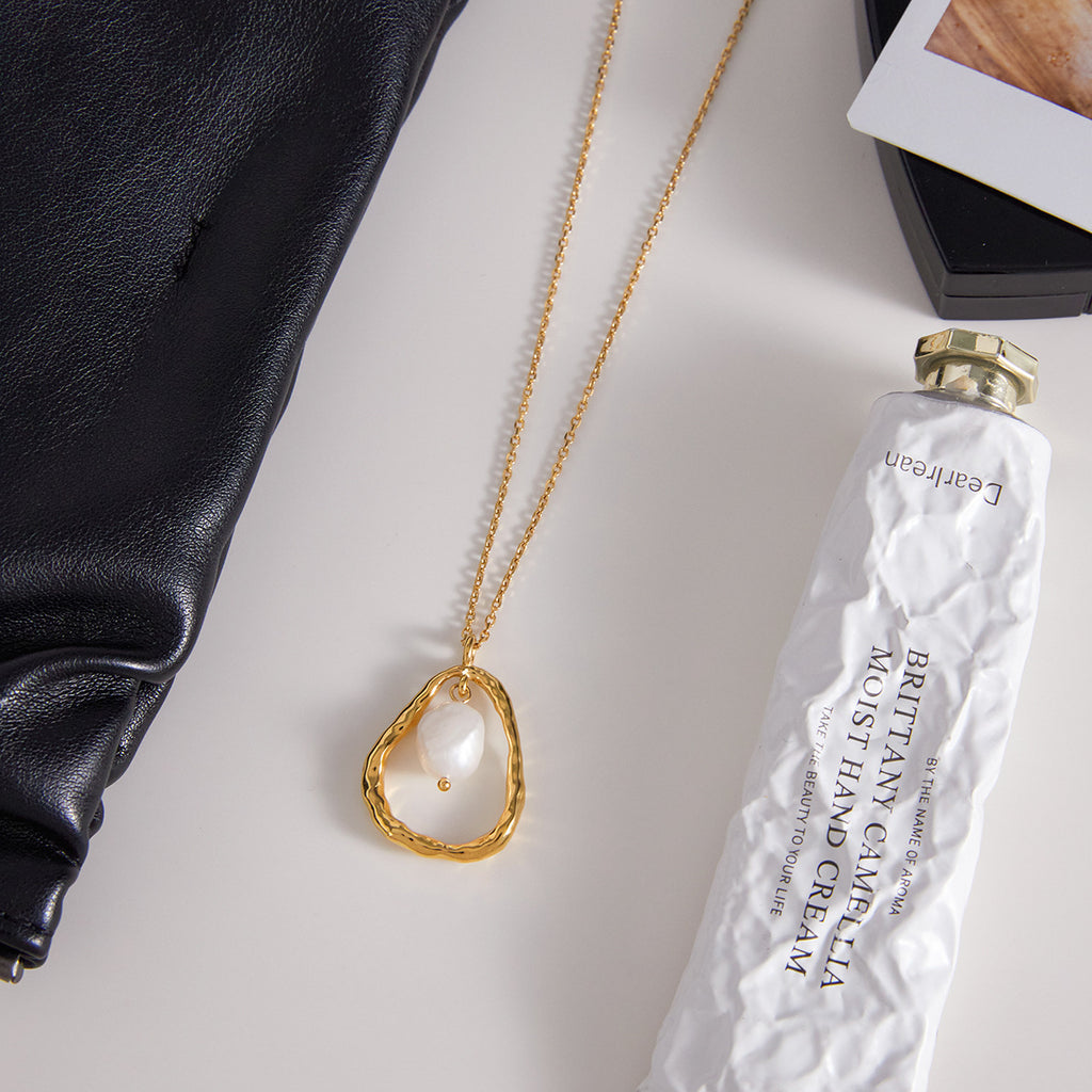 Stainless steel freshwater pearl necklace collarbone chain