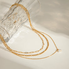 Load image into Gallery viewer, Stainless steel pearl multi-layered necklace