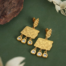 Load image into Gallery viewer, Stainless steel square irregular concave and convex textured zirconium-encrusted earrings