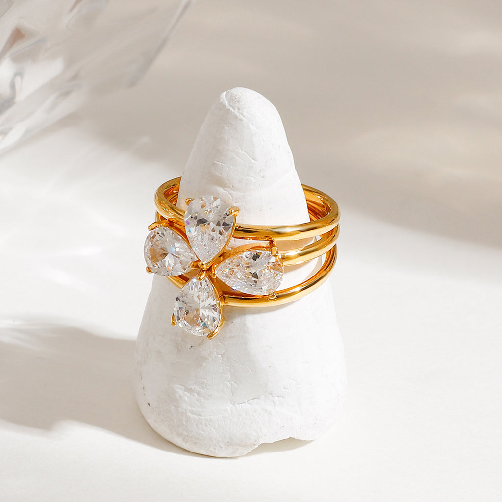 A 3-piece set of stainless steel diamond-encrusted stackable rings