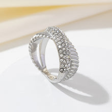 Load image into Gallery viewer, Stainless steel diamond-encrusted X-cross texture ring