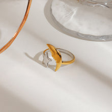 Load image into Gallery viewer, 18K gold multicolored star and moon opening ring