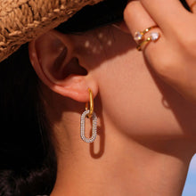 Load image into Gallery viewer, Stainless steel full-diamond oval pendant ear buckle