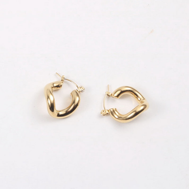 U-shaped geometrically irregular stainless steel earrings