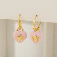 Load image into Gallery viewer, Pink heart-shaped star earrings