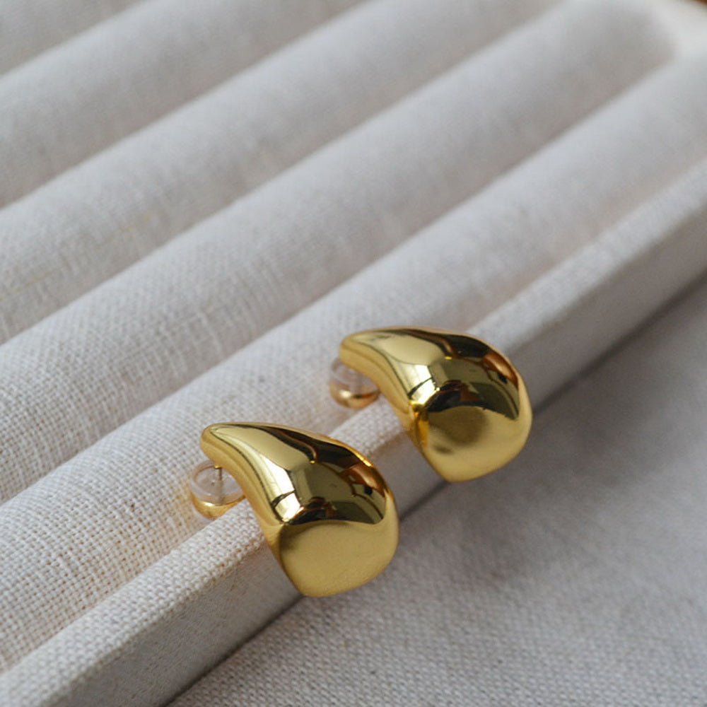 Brass gold-plated 925 silver needle irregular teardrop earrings