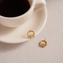 Load image into Gallery viewer, Stainless steel zirconium-inlaid friendship hand round stud earrings