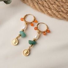 Load image into Gallery viewer, Colored natural stone long earrings