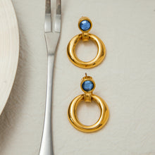 Load image into Gallery viewer, Stainless steel blue zircon earrings