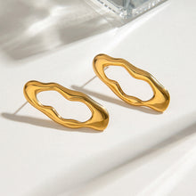 Load image into Gallery viewer, 18K gold stainless steel irregular lava O-shaped earrings