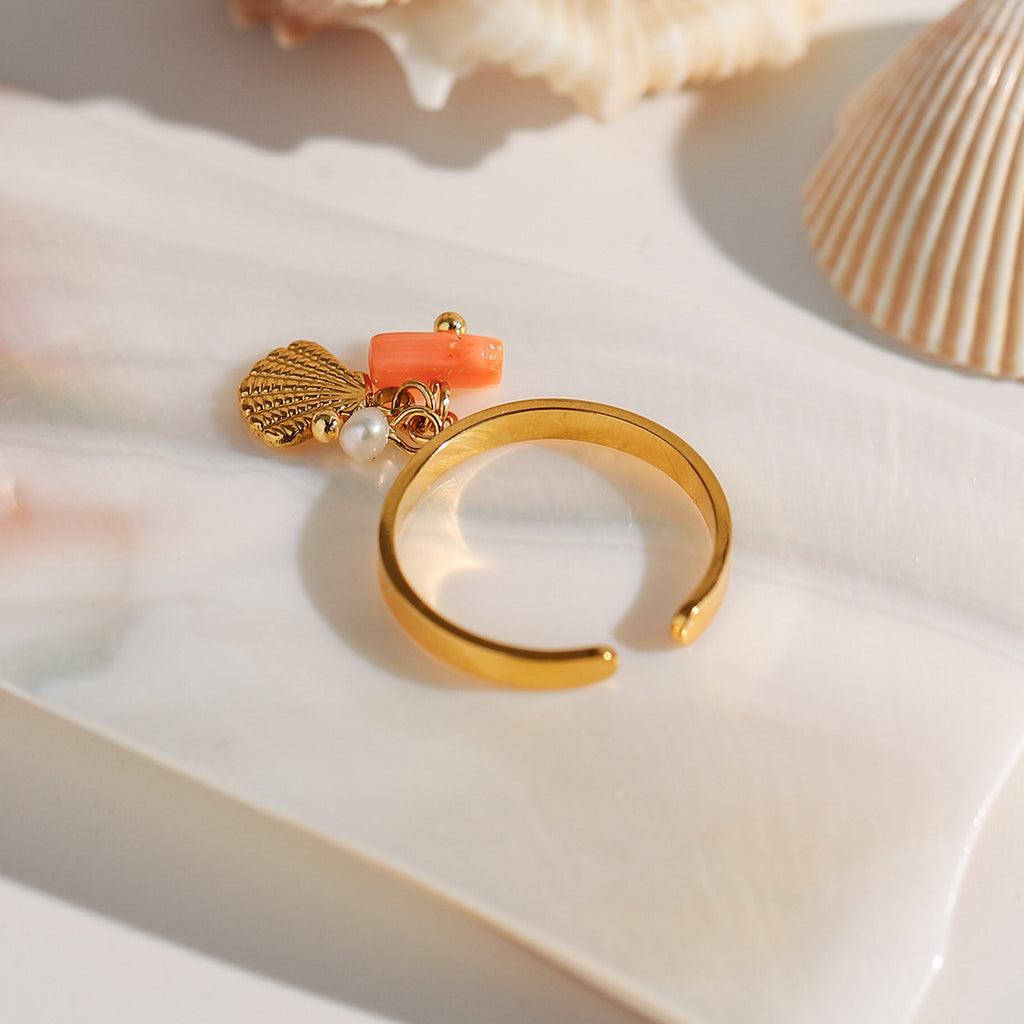 Stainless steel shell pearl pendant open ring