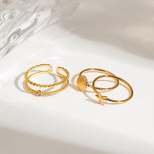 Load image into Gallery viewer, Stainless steel shell starfish ring three-piece set