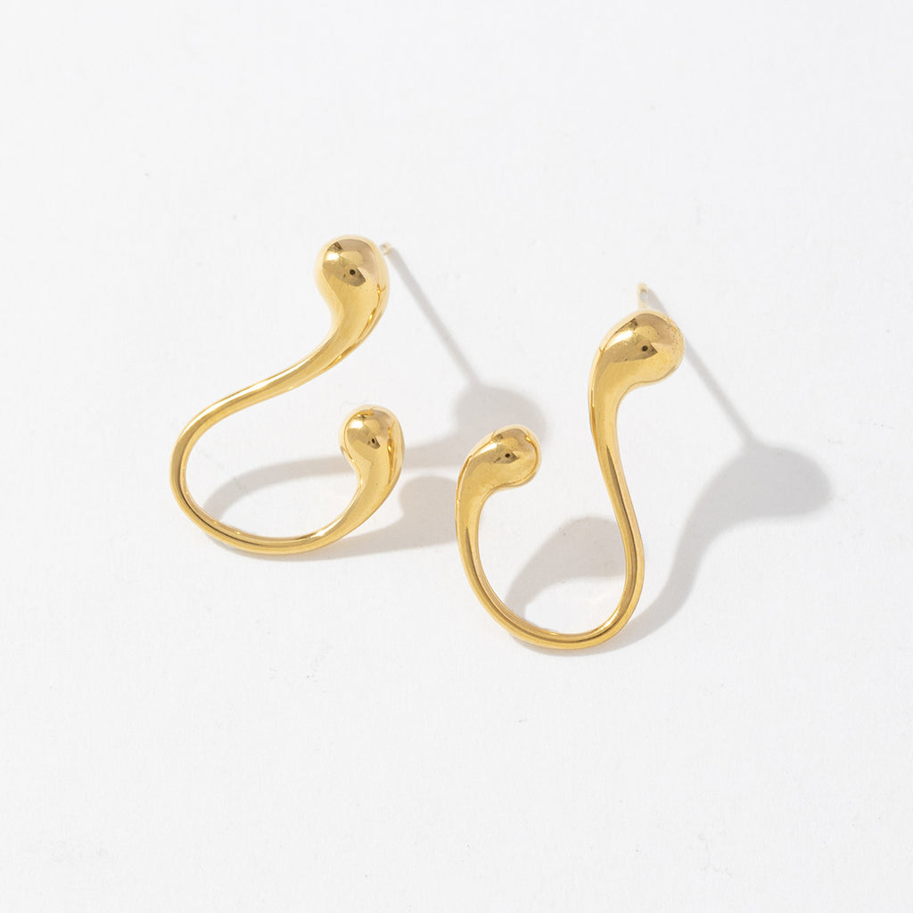 Stainless steel 18K gold geometric line design earrings