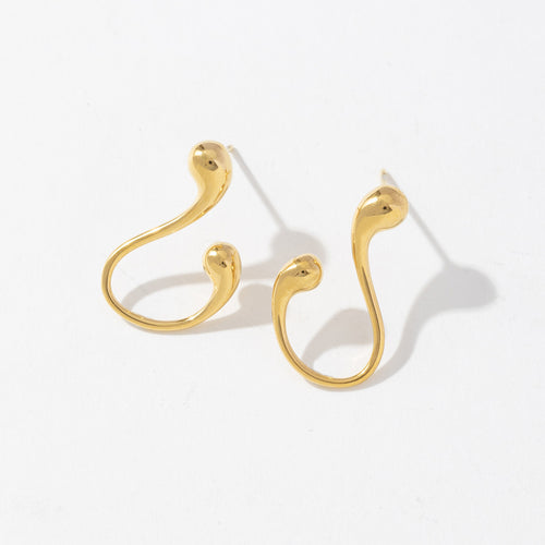 Stainless steel 18K gold geometric line design earrings