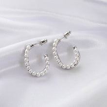 Load image into Gallery viewer, 925 Silver needle C-shaped pearl earrings