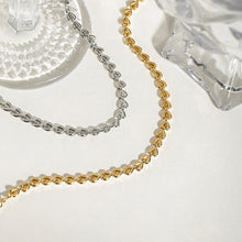 Load image into Gallery viewer, Stainless steel golden steel color hollow heart woven bracelet