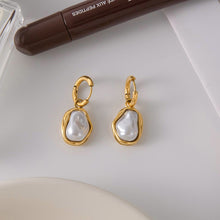 Load image into Gallery viewer, Stainless steel imitation Baroque pearl earrings