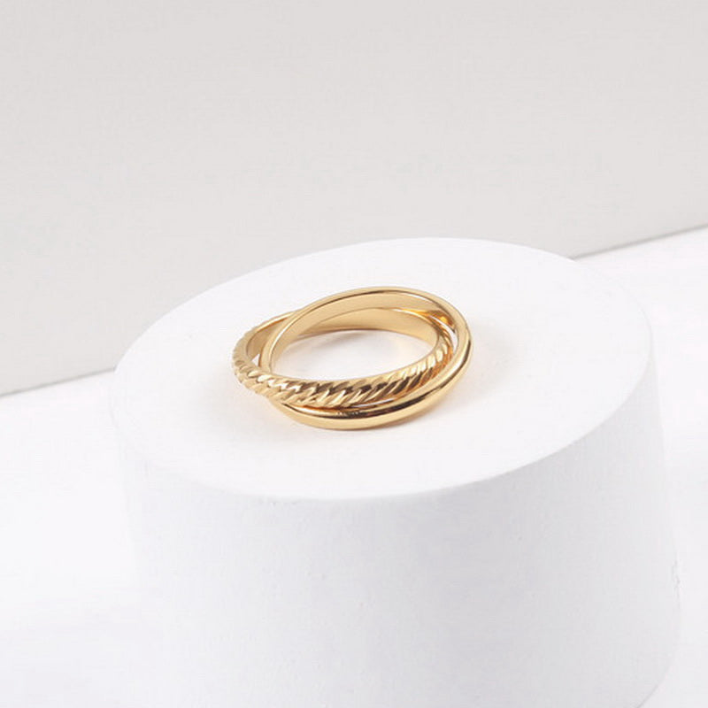 One stainless steel double-ring wound ring