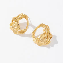 Load image into Gallery viewer, 18K gold stainless steel hollowed-out embossed pleated earrings