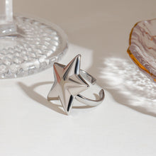 Load image into Gallery viewer, Stainless steel five-pointed star smooth open ring
